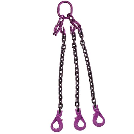 5/8 X 5',Adjustable 3Leg Chain Sling W/ Self-Locking Hooks-Grade100